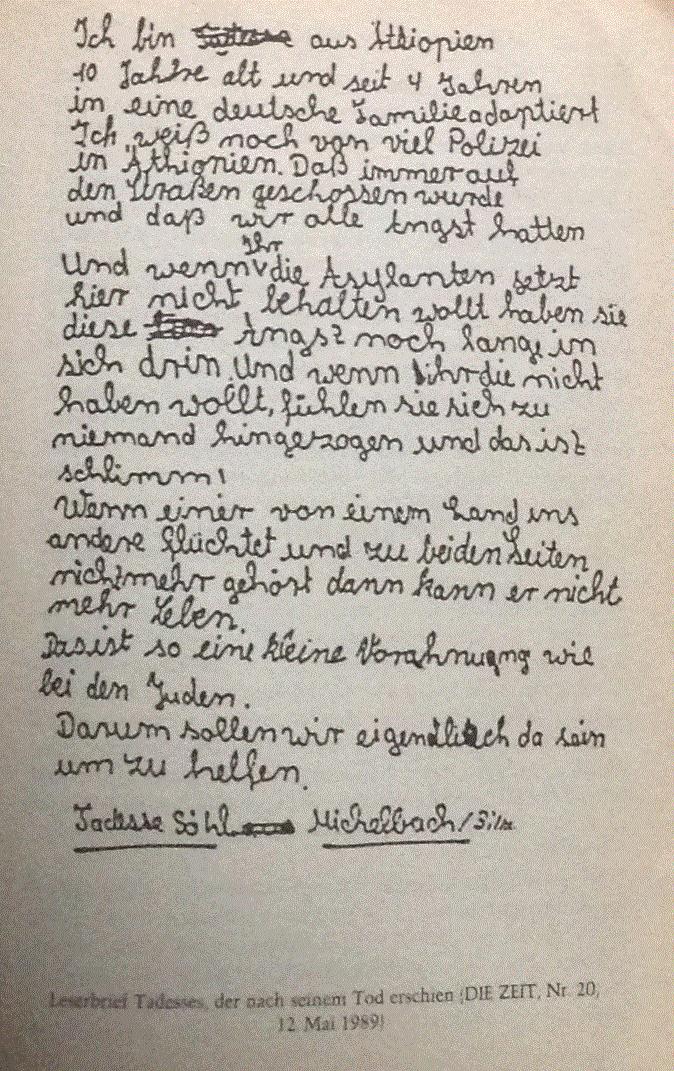 Tadesses letter የታደሰ ደብዳቤ