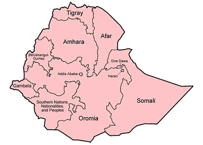 Ethiopian federalism map. የወያኔ የጎሣ ፌደራሊዝም ሲፈተሽ