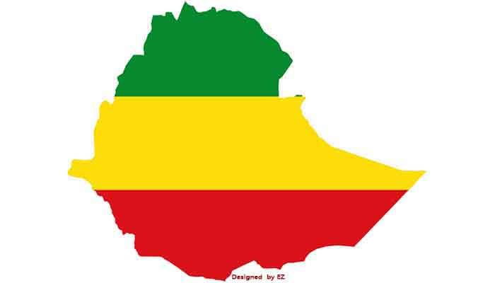 Flag map of Ethiopia