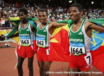 Seleshi, Kenenisa, Haile (right to left)