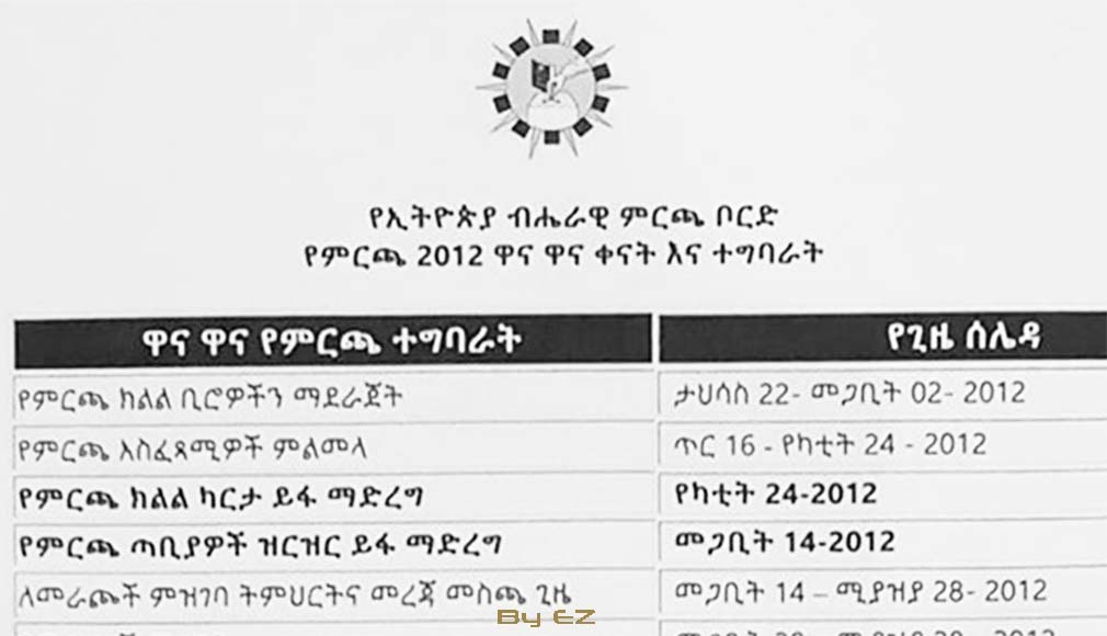 National Election Board of Ethiopia 2020 schedule