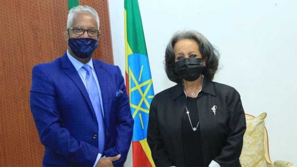 አርቲስትና የሰብአዊ መብት ተሟጋች ታማኝ በየነ እና ፕሬዝዳንት ሣህለወርቅ ዘውዴ