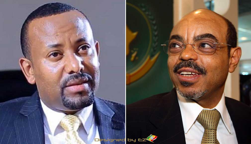 Dr. Abiy Ahmed and former PM Meles Zenawi (deceased)
