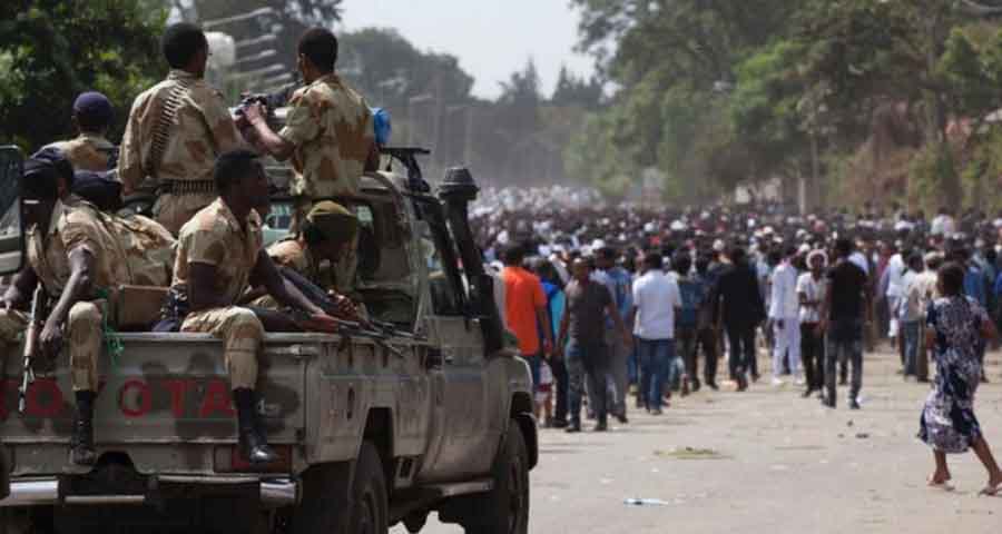 TPLF loyal troops opened fire on civilians at Irrecha. Irrecha massacre