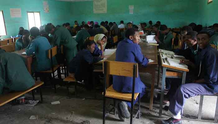 Inside a school in Agarfa. A school in Agarfa.