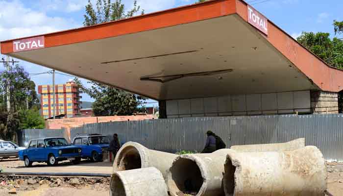 Shuttered Total fuel station in Addis Ababa